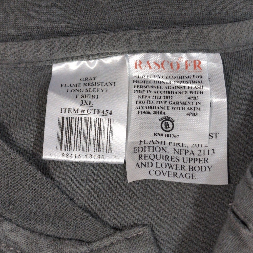 3 Rasco FR Henley T-Shirt Mens Lot 3XL Long Sleeve Flame Resistant HRC 2 GTF454 - Picture 6 of 16